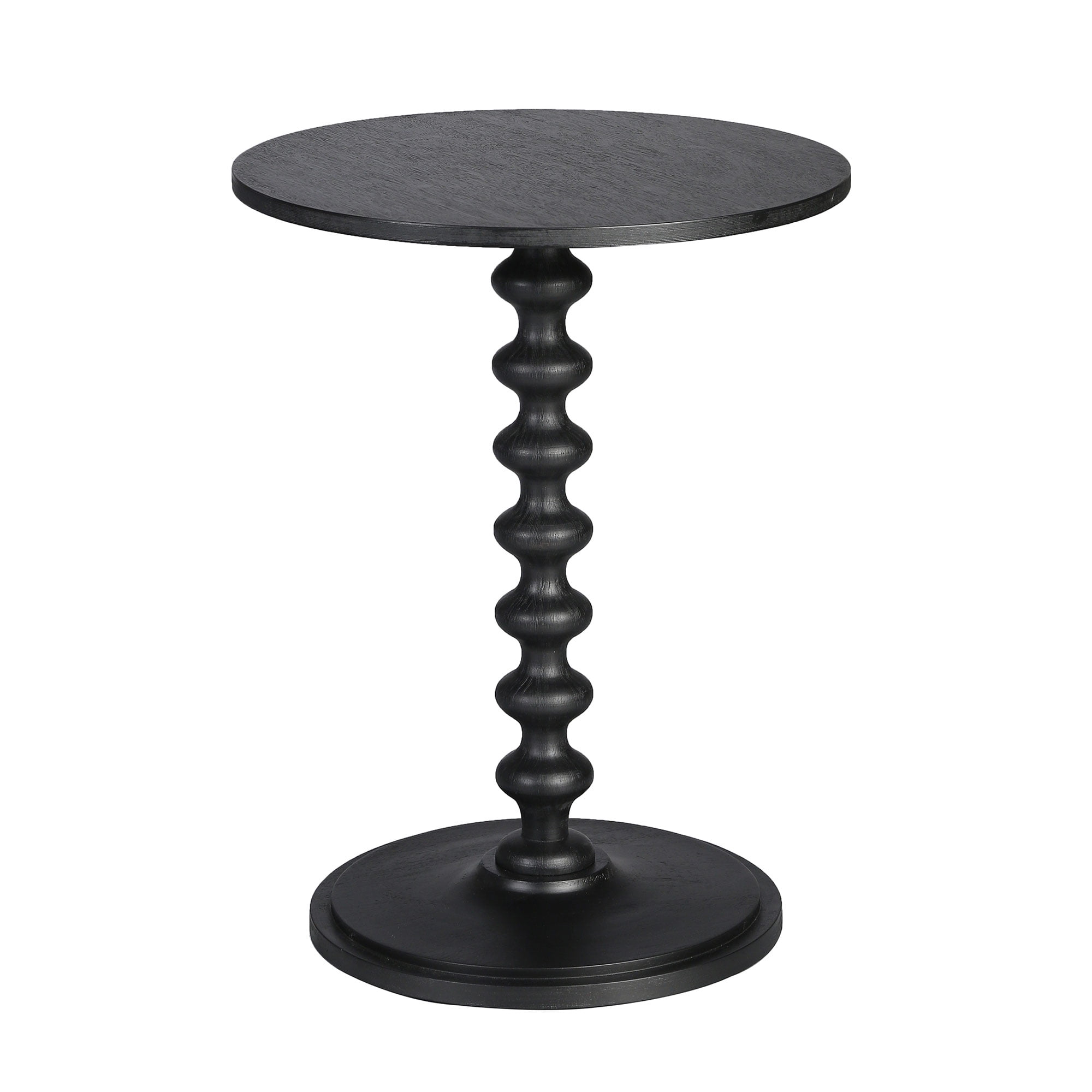 Black Round Wood Pedestal Side Table