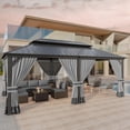 thumbnail image 5 of ASJMR 12x20 FT Hardtop Gazebo Double Roof with Metal Frame,Outdoor Pavilion with Curtains and Nettings,Garden Tent For Courtyards Backyards Decks Grass,Gray, 5 of 8