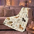 thumbnail image 6 of Pastoral Horses Floral Wreaths Cream, Rustic Farmhouse Horse Scene, Warm Flannel Blanket for Ranch House and Living Room, Horse Lovers Friendship Gift, Rustic Home Decor, 6 of 9