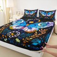 thumbnail image 4 of jejeloiu Celestial Moth Bed Sheets For Girls,Boho Floral Print Full Size Sheets,Black Multi Color,4 Pieces,1 Flat Sheet, 1 Fitted Sheet and 2 Pillowcases, 4 of 6