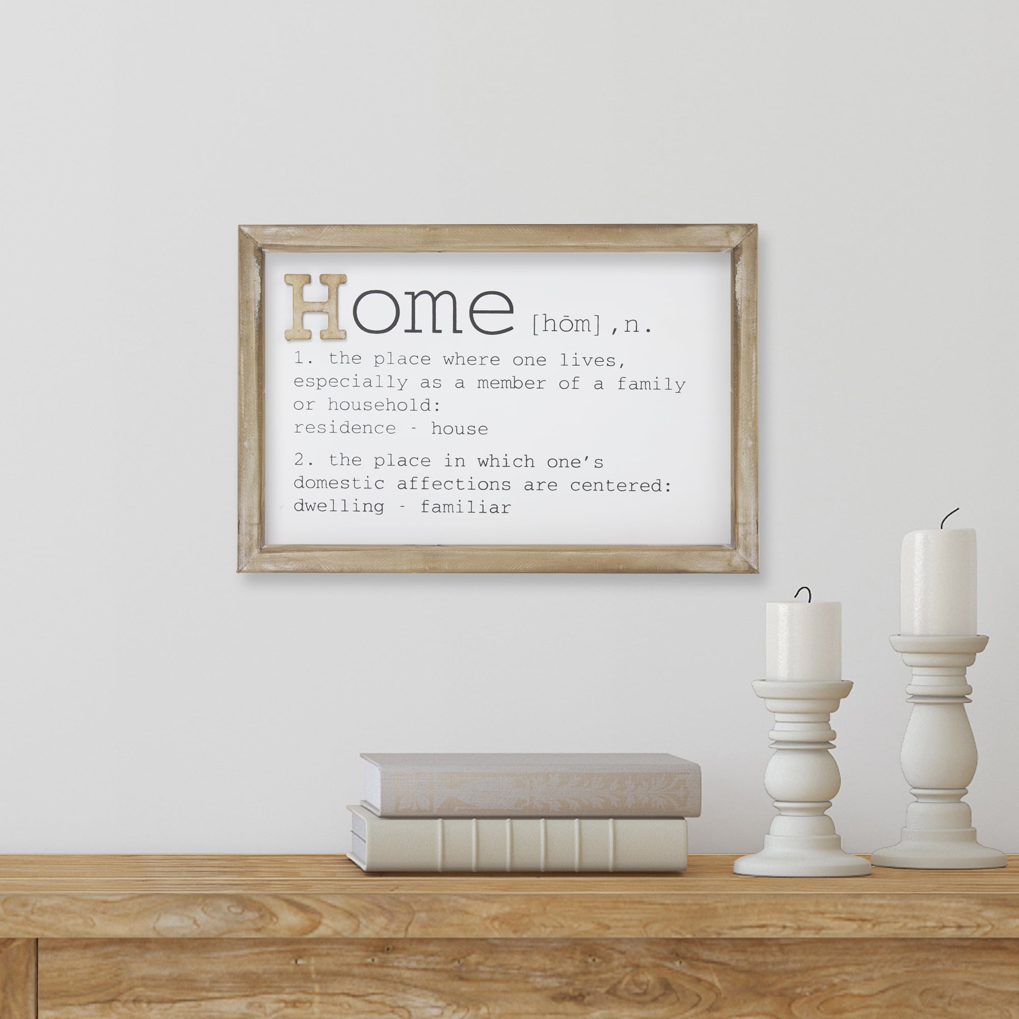 12.5" Wooden Framed Definition of "Home" Plaque Wall Decor