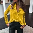 thumbnail image 2 of Blusa de terciopelo de manga larga informal de invierno para mujer: camisa elegante lisa con bolsillo con botón, diseño floral, abertura lateral, adecuada para fiestas y citas, 2 of 6