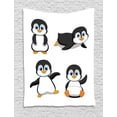 thumbnail image 1 of Baby Tapestry, Cute Penguin Cartoon Waving Standing Sliding Smiling Animal Humor Antarctica, Wall Hanging for Bedroom Living Room Dorm Decor, 40W X 60L Inches, Black Blue Orange, by Ambesonne, 1 of 2