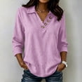 thumbnail image 6 of Asxite Womens Fall Tops Solid Casual Lapel Collar Button Down Long Sleeve Shirts, 6 of 6