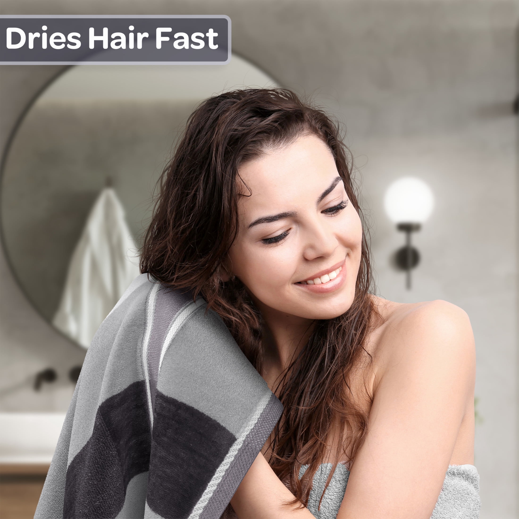 Lavish Home 6PC Towel Set - 525GSM Cotton Bathroom Accessories (Charcoal)