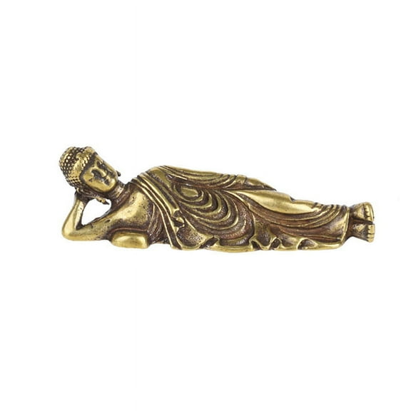 NEW Mini Retro Golden Lying Buddha Statue Sculpture Figurines Copper Pure Brass Home Decoration