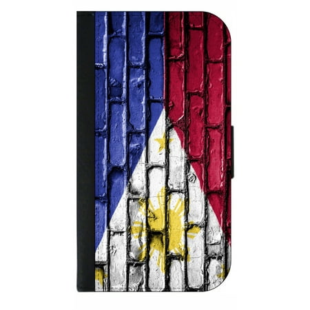 Philippines Flag Brick Wall Print Design - Phone Case Compatible with the Samsung Galaxy s9 - Wallet Style with Card
