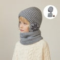 thumbnail image 5 of 2Pcs Kids Winter Hat Knit Beanies Neck Warmer Earmuff Scarf Set, Children Soft Warm Fleece Scarf Suit for Ski Snow (One Size, Beige), 5 of 5