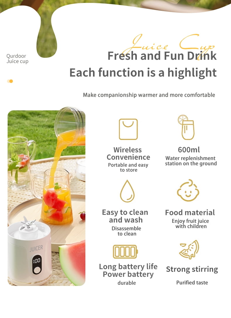 Portable Blender for Shakes and Smoothies,20oz HopePow USB Rechargeable Juicer Blender with Detachable Cup 12 Stainless Steel Blades Cordless Personal Portable Small Blender for Smoothies,Kitchen