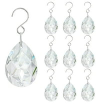 10pcs Crystal Suncatcher, Hanging Clear Teardrops Crystals Chandelier Parts Prisms Pendants with Hook for Windows Lamp Christmas Tree Decorations Home Decor