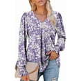 thumbnail image 3 of KISSMODA Women's Long Sleeve Comfy V-Neck Blouse & Tunic Tops, S-2XL, 3 of 4