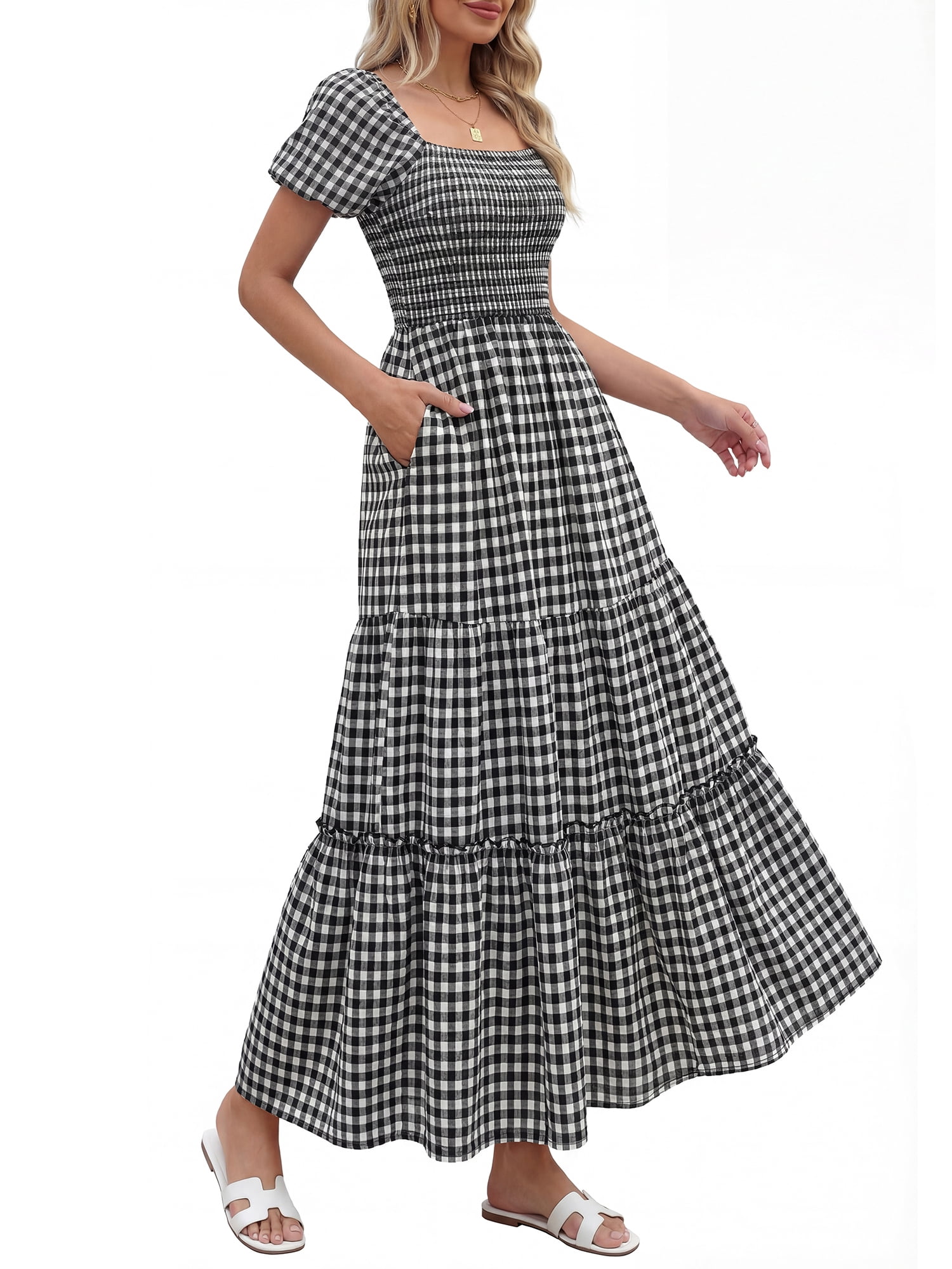 Women’s Pretty Garden SHORT SLEEVE MINI CAP DRESS - PUFF SLEEVE DRESS