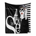 thumbnail image 1 of Saying Soft Flannel Fleece Throw Blanket, Mysterious Lady and Style is the Answer to Everything Text, Cozy Plush for Indoor and Outdoor Use, 70" x 90", Scarlet Black and White, by Ambesonne, 1 of 6
