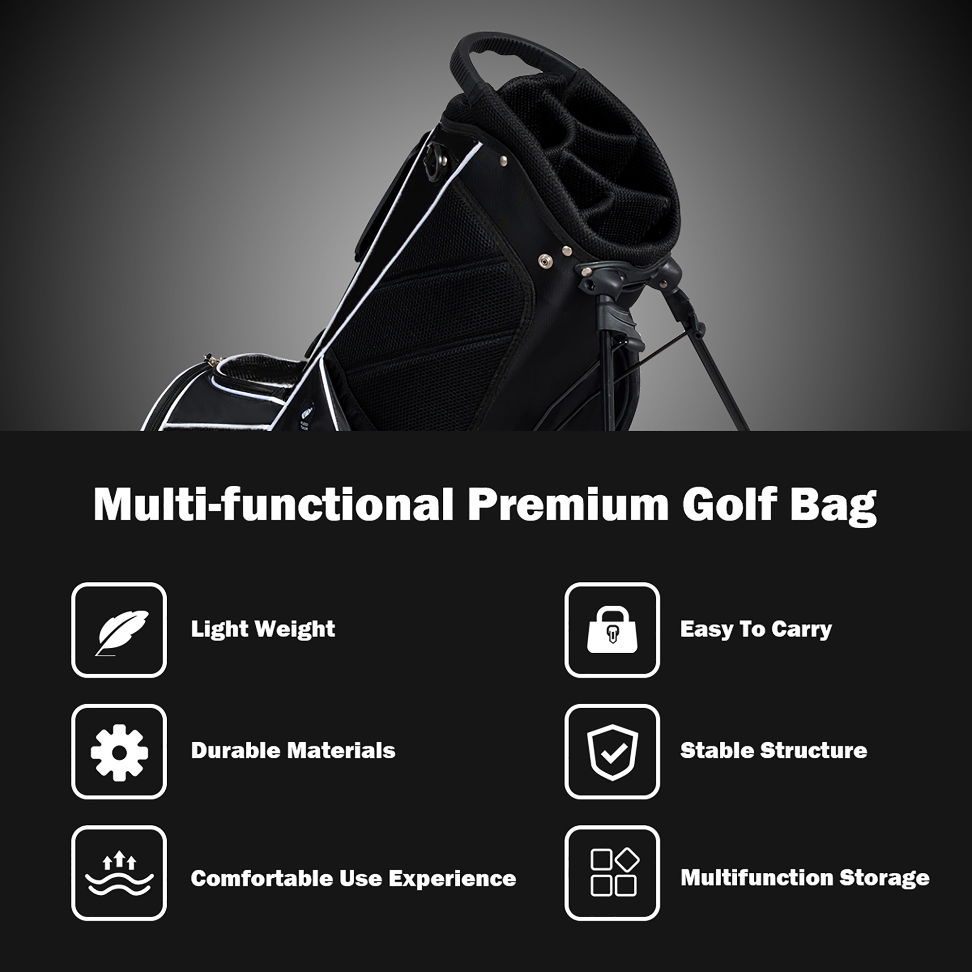 Costway Golf Stand Bag 6-Way Divider Black photo 4