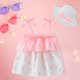thumbnail image 1 of Vestido de princesa con falda y sombrero para niña pequeña, estampado bonito de verano, 1 of 8