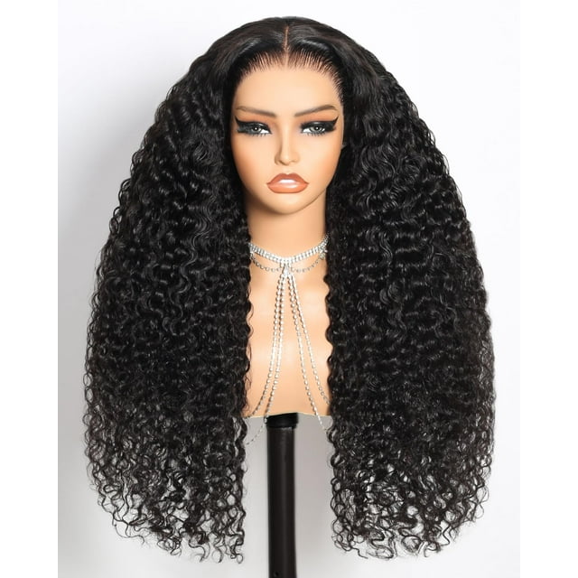 Peluca Megalook Hair, sin pegamento, onda profunda, 100% cabello humano, 20 pulgadas