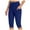 Blue, variant on vigerkar Womens Capri Leggings with Pockets Tummy Control High Waisted Yoga Pants Summer Workout Running Leggings Dark Purple, M