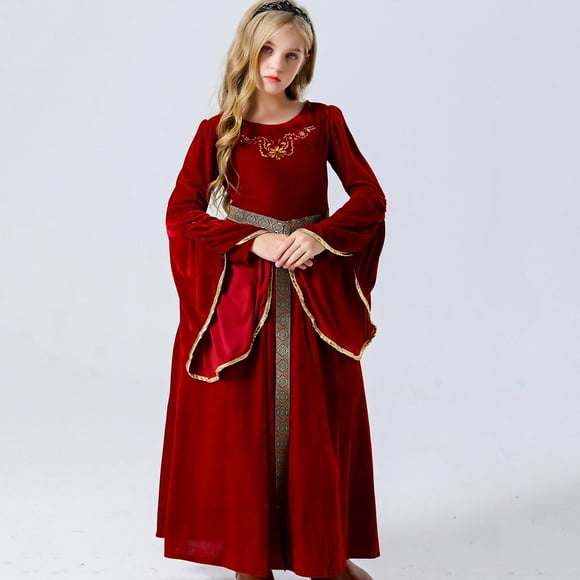 Winter Savings Clearance! PEZHADA Fall Wedding Guest Dresses,Toddler Girl Dress,Toddler Kids Halloween Girls Medieval Style Court Attire Witch Sorceress Cosplay Party Clothing Dress