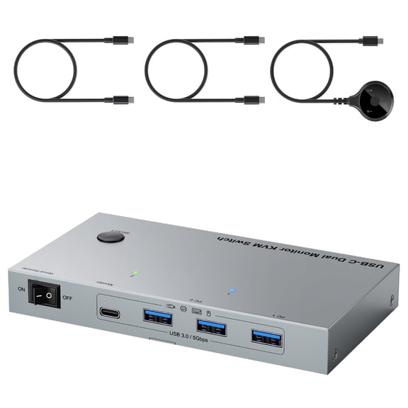 Miiottaa KVM Switcher USB C Dock Enables 2 Laptops To Share Double 4K Monitor 4 USB3.0 Device