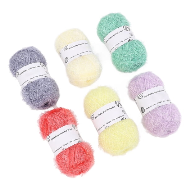 Sparkle 6 Rollos De Hilo Scrubby Sparkle Pastel Glitter Para Ganchillo Paño De Cocina Bolsa De Muñeca Tejida A Mano Con Ganchillo