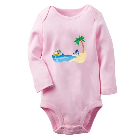 

Babies Nature Beach Pattern Rompers Newborn Baby Unisex Bodysuits Infant Jumpsuits Toddler 0-12 Months Kids Long Sleeves Oufits (Pink 6-12 Months)