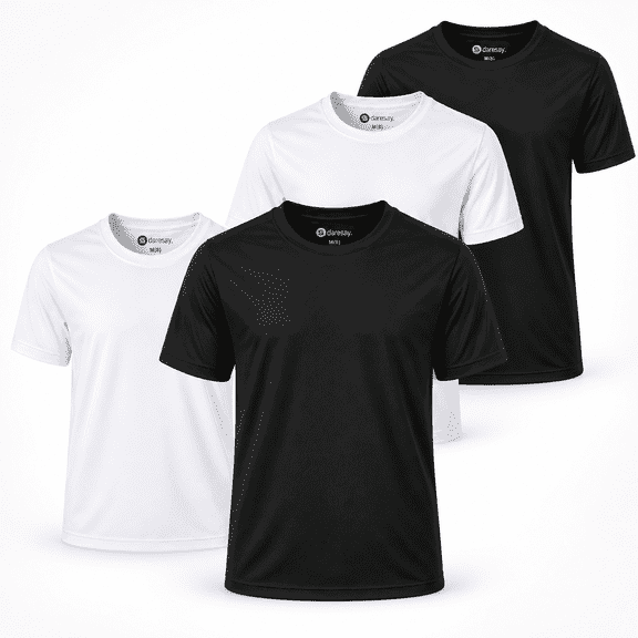 DARESAY Boys Active T-Shirts, 4-Pack Moisture-Wicking Short Sleeve Athletic Tees, Sizes 4-16