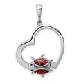 thumbnail image 3 of 925 Sterling Silver Rhodium Plated Heart with Enameled Ladybug Pendant, 3 of 5