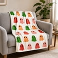 thumbnail image 4 of Halloween Flannel Throw Blanket, Pumpkin Ghost Gnome Fleece Blanket, Soft Cozy Halloween Sofa Blanket for Couch, Bed, Living Room, Fall Home Decor, 4 of 5
