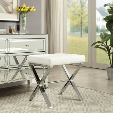 Carolina Living  Elisabetta Vanity Bench - White/Chrome