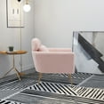 thumbnail image 3 of Boucle Fabric Accent Living Room Chair with 1 Lumbar Pillow, Modern Upholstered Armchair, Single Sofa Chair with High Back and Golden Steel Legs for Bedroom Living Room and Study, Pink, 3 of 7
