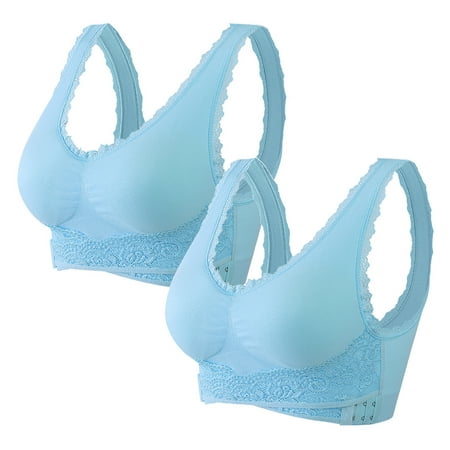 Tumotour Full Coverage Bra For Women Traceless Gathering Cross Side Openings Underwear Seamless Sexy Push Up Wireless Yoga Vest Bra 2Pcs