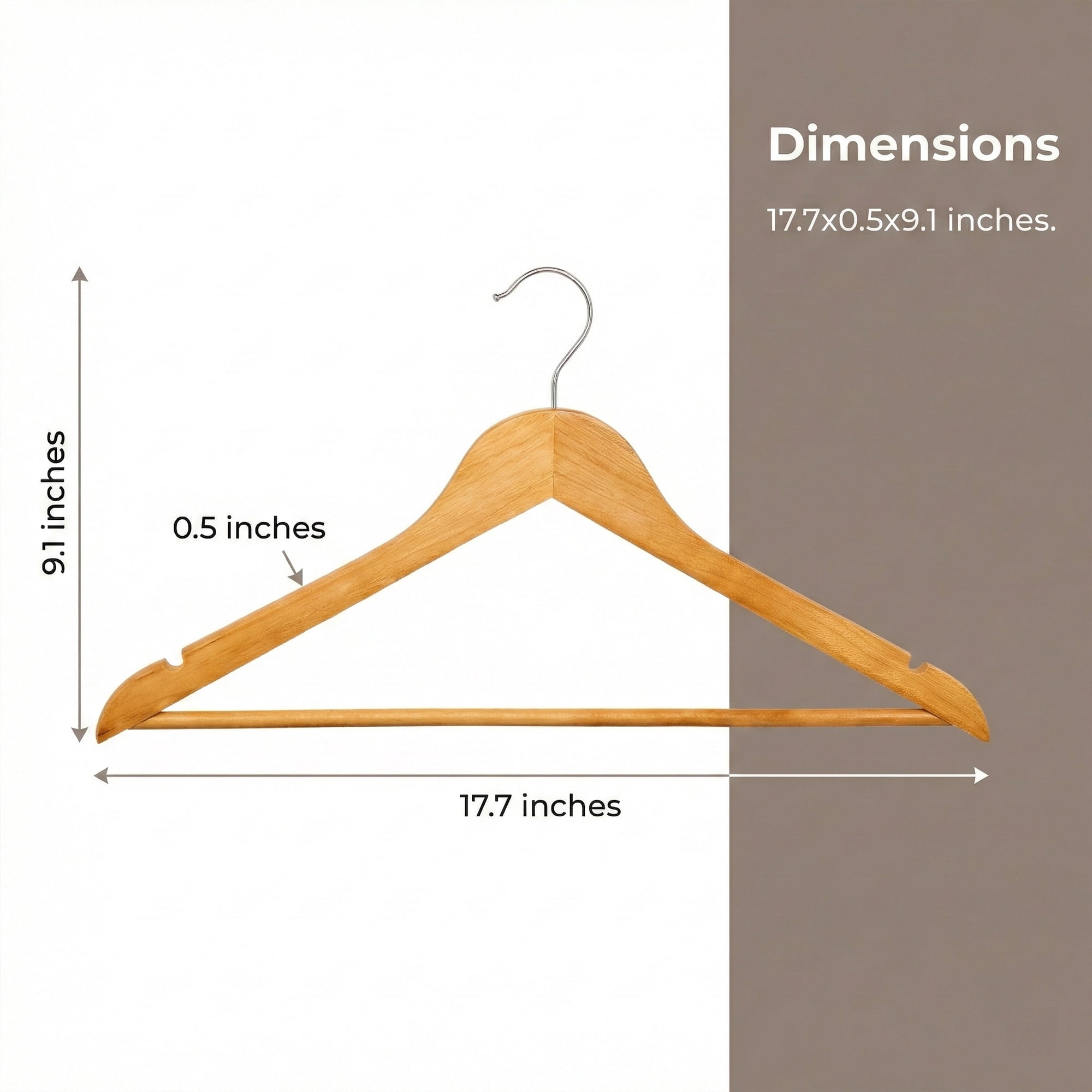 Unique Bargains 2Pcs Wood Durable Space Saving Home Clothes Hangers Natural