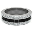 thumbnail image 5 of Mens Wedding Rings / Unisex Black Diamond 14K Solid White Gold Accented Wide Halfway Diamond Ring 3.72 CT TW, 5 of 6