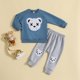 thumbnail image 2 of Odeerbi 2-7 Años Niños Niñas Trajes de Algodón Bordado de Manga Larga Sudadera Pantalones Jogger Conjunto de Dos Piezas, 2 of 5