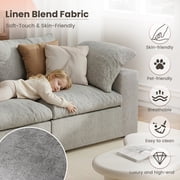 The Magic Home 79 Sofa Couch, Cloud Modular Sectional Sofa, Linen Loveseat Modern Comfy Cloud Sofa for Living Room, Apartment, Small Space, Washable Replaceable Covers, 2 Seater Grey Couch
