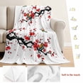 thumbnail image 5 of Red Spring Floral Blanket Soft Cozy Warm Throw Blanket for Couch, Plush Fuzzy Flannel Fleece Blankets for Sofa, Birds Branches Watercolor Flowers Bed Blankets Lightweight Gifts for Women, 50"x60", 5 of 9