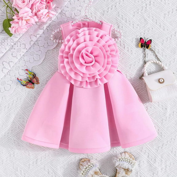 Toddler Fall Dress Short Sleeves Pink Dress Girls Fall Dresses Dresses for Girls Christmas Dresses for Girls 12-18Months