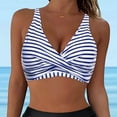 thumbnail image 2 of Bathing Suit Tops for Women Plus Size Women Lace Up Swimwear Tops Full Coverage Bikini Top Push Up Swim Crop Top Tie Back Bathing Suit Tops Female Womens Bikini & Tankini Tops(Dark Blue,M), 2 of 6