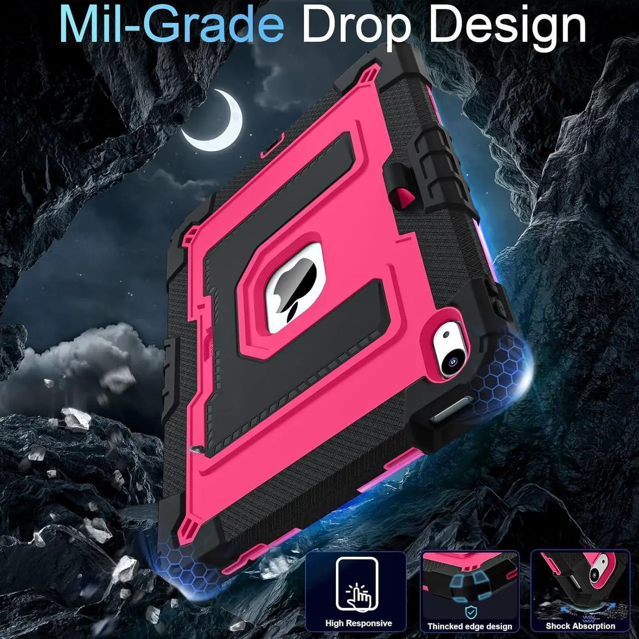 Case for iPad (A16) 11th Generation 11 Inch 2025, iPad 10th Generation 10.9 Inch 2022, Fully-Body Rugged Shockproof Protective Cover with Kickstand Pencil Holder Shoulder Strap