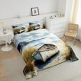thumbnail image 4 of Erosebridal Oil Painting Beach Comforter Sets Twin Size, Vintage Boat Comforters & Duvets, Seaside Lodge Cabin Decor, Reversible 2pcs, 4 of 8