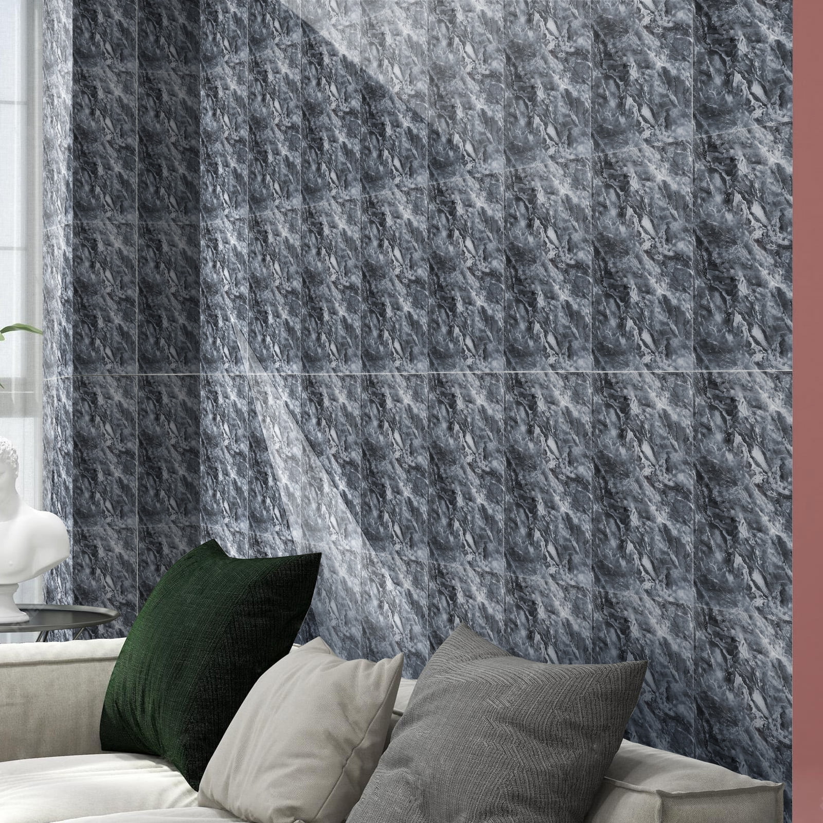 20Pcs Marble Peel and Stick Backsplash Waterproof Washroom Wall Panels, Peel and Stick Tile, PVC Foam Wall Panels