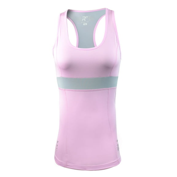 RunFlyte Women's Chakra II Tank Top - Fitted - Moisture Wicking - Light Pink/Grey f3302-lpg