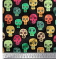 thumbnail image 1 of Soimoi Black Poly Georgette Fabric Tribal Skull Print Sewing Fabric Yard 52 Inch Wide, 1 of 3