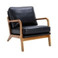 thumbnail image 6 of Accent Chair, Retro Upholstered Leisure Armchair with Removable Cushion & Sturdy Wooden Frame & Thickened Pad, Modern Lounge Single Sofa Chair for Living Room Bedroom, Black, 6 of 7