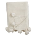 thumbnail image 2 of Solid Color Knitted Pom Pom Cozy Throw Blanket - 2 Colors (Ivory), 2 of 3