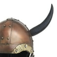 thumbnail image 4 of 20" Copper Metal Replica Medieval Viking Helmet with Black Wood Stand, by DecMode, 4 of 11