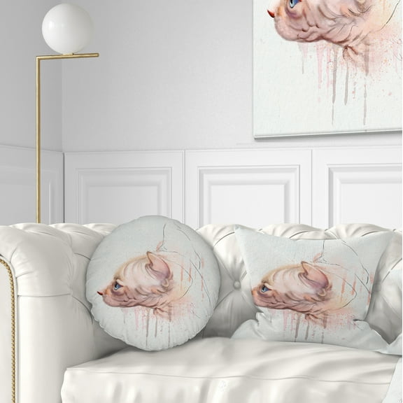 Designart Cute Sphinx Watercolor Illustration - Animal Throw Pillow - 12x20