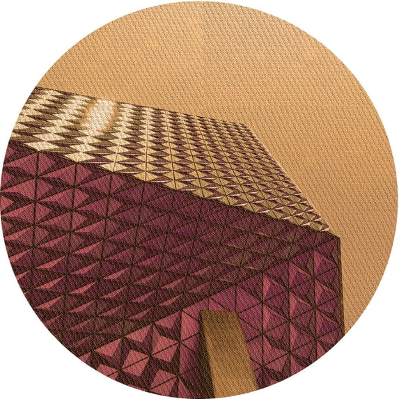 Ahgly Company Machine Washable Indoor Round Transitional Saffron Red Area Rugs, 3' Round