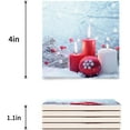 thumbnail image 3 of FMSHPON Merry Christmas Candle Snowflake Holiday Set of 6 Coaster for Drinks, Absorbent Ceramic Stone Coasters Cup Mat with Cork Base for Home Kitchen Room Coffee Table Bar Decor, 3 of 4