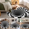 thumbnail image 5 of Round Rugs 3.3Ft, 3D Optical Illusion Round Area Rug Washable Indoor Throw Carpet, Black White Checkered Gingham Plaid Vortex Soft Non Slip Circle Rug for Laundry Room Patio Home Decor Aesthetic, 5 of 8
